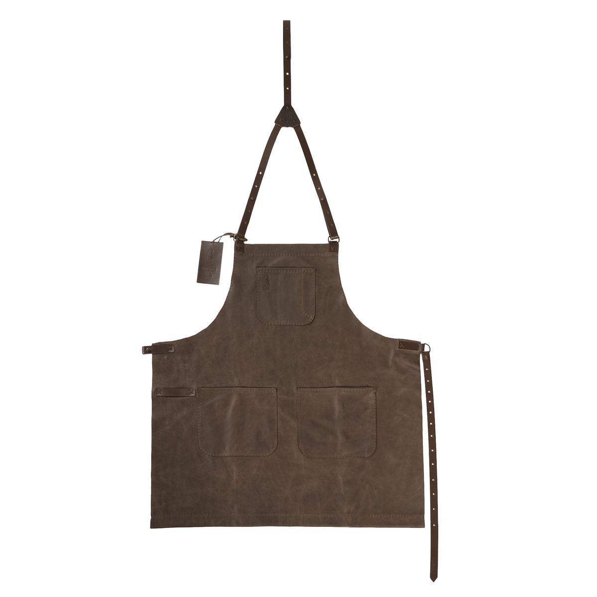 Grembiule In Vera Pelle Premium Per Cucina - 70x90 Cm, Pelle Cognac Marrone, Cinghie Regolabili - Idrorepellente E Ritardante Di Fiamma