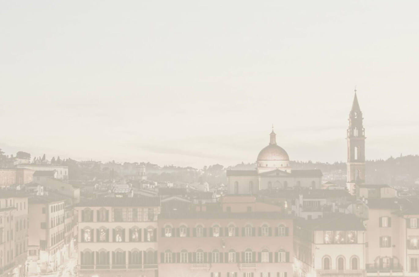Sepia colored image of Florence with the Duomo in the back